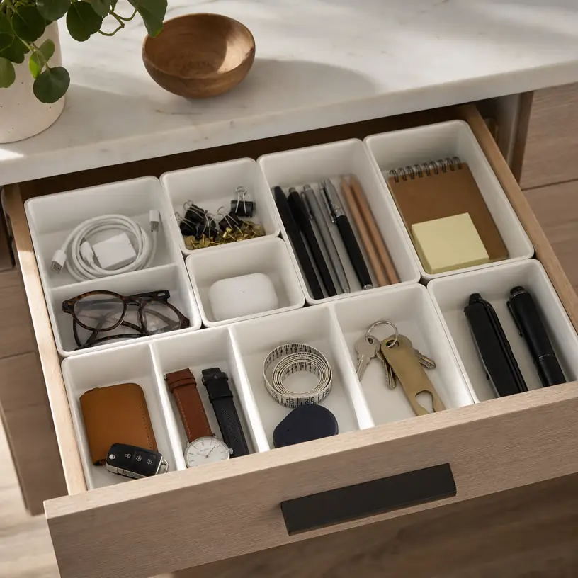 Illustrative image for a drawer organizer trays buying guide