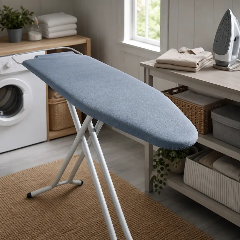 Illustrative image of a generic padded cover fitted to a full-size ironing board