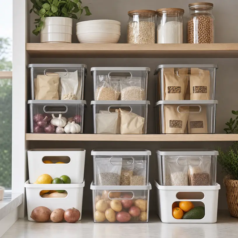 Illustrative image for a stackable pantry bins buying guide