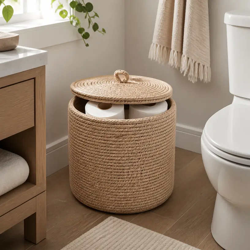 Illustrative image for a toilet paper storage basket buying guide